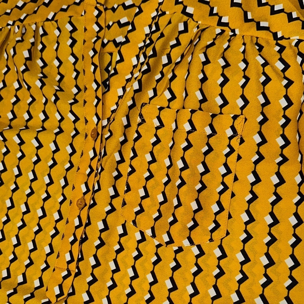 Eliane Rose Mustard Patterned Blouse Sz.‎ S - Picture 5 of 7